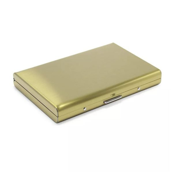 Card Holder Case Men Short Wallet Rfid Safe Anti-theft Package Box Aluminum Alloy Metal Money Clip Lock Card Bags - Gold