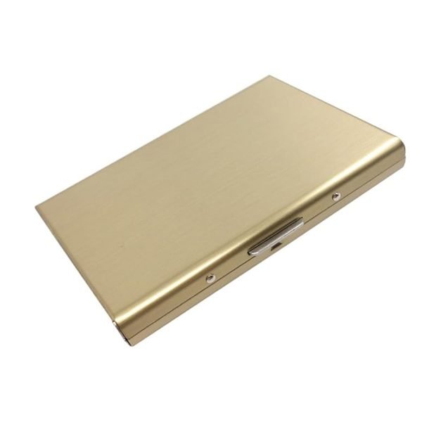 Card Holder Case Men Short Wallet Rfid Safe Anti-theft Package Box Aluminum Alloy Metal Money Clip Lock Card Bags - Gold