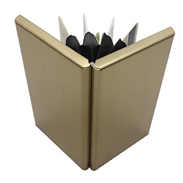 Card Holder Case Men Short Wallet Rfid Safe Anti-theft Package Box Aluminum Alloy Metal Money Clip Lock Card Bags - Gold