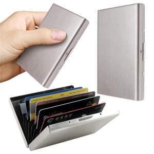 Card Holder Case Men Short Wallet Rfid Safe Anti-theft Package Box Aluminum Alloy Metal Money Clip Lock Card Bags - Silver
