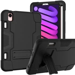 For Apple iPad Mini 7 8.3″ 2024 Mini 6 6th Gen 2021 8.3-inch Shockproof Heavy Duty Hybrid Hard Protective Case (Black)