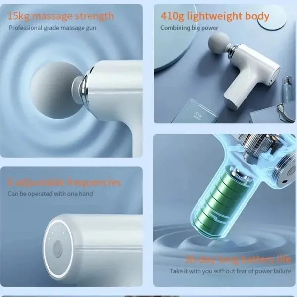 Massage Gun 4 Heads LCD Percussion Massager Vibration Muscle Relaxing Therapy Tissue (White)