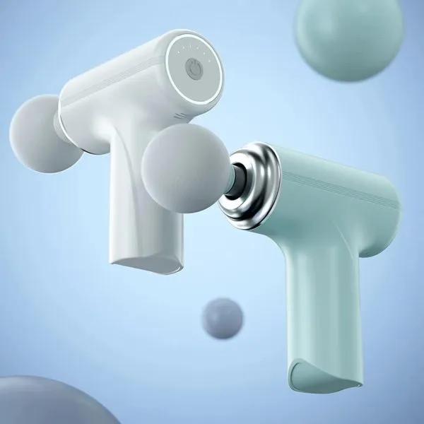Massage Gun 4 Heads LCD Percussion Massager Vibration Muscle Relaxing Therapy Tissue (White)