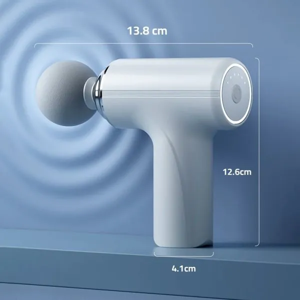 Massage Gun 4 Heads LCD Percussion Massager Vibration Muscle Relaxing Therapy Tissue (White)