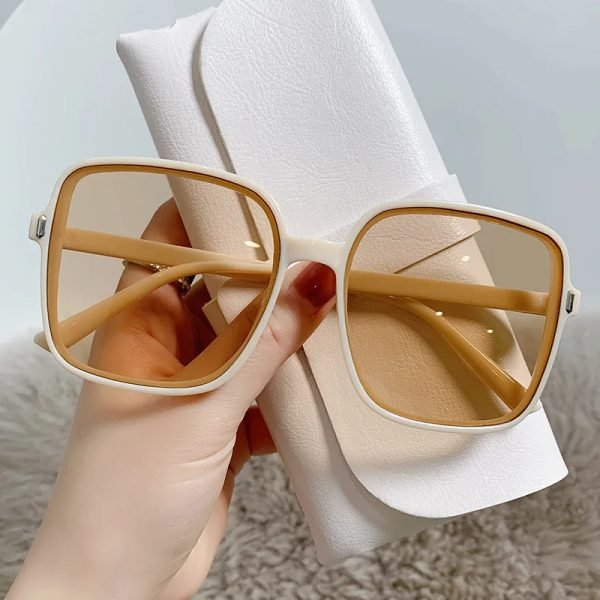 New Square Sunglasses Gradient Color 2025 Sunglasses for Women Trend Anti-UV Retro Sunglasses - White - Image 6