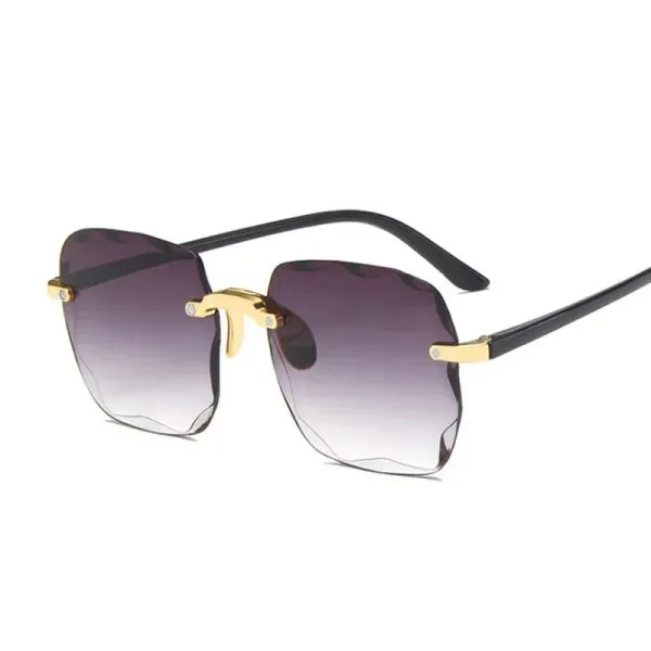 Square Sunglasses Woman Brand Designer Fashion Rimless Gradient Sun Glasses - Blue