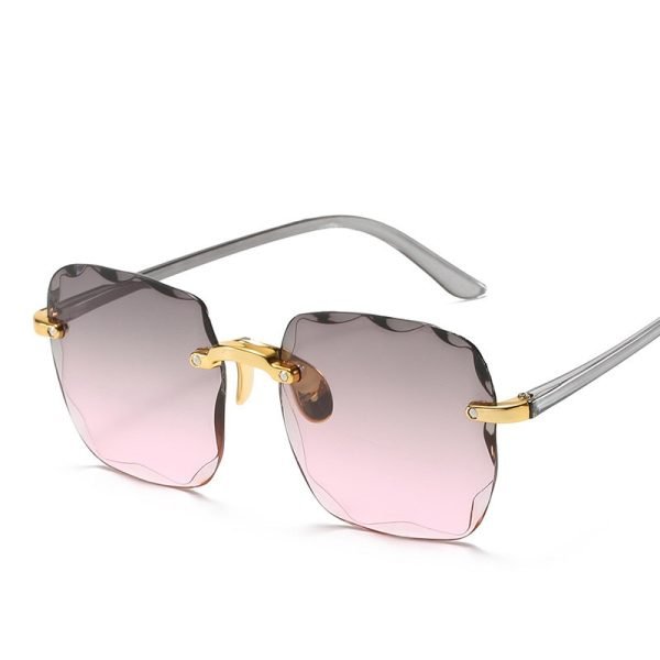 Square Sunglasses Woman Brand Designer Fashion Rimless Gradient Sun Glasses - Brown