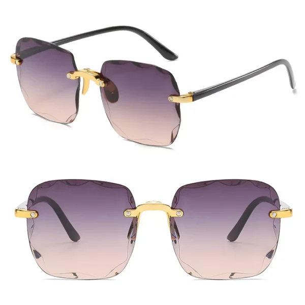 Square Sunglasses Woman Brand Designer Fashion Rimless Gradient Sun Glasses - Brown