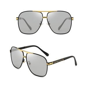 Sunglasses Men Women Fashion Polarized Photochromic Shades Eyewear Double Bridge Driving Sun Glasses - Black