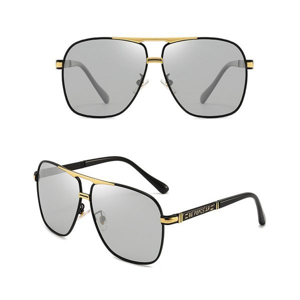 Sunglasses Men Women Fashion Polarized Photochromic Shades Eyewear Double Bridge Driving Sun Glasses - Black