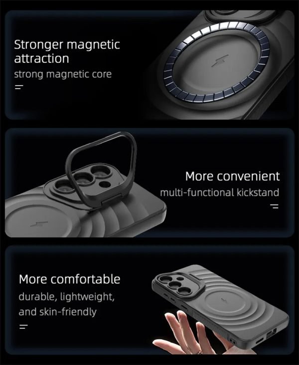 For Samsung Galaxy S25 5G MagSafe Magnetic Wireless Charging Silicone Soft Full Protective Case Cover (Black)
