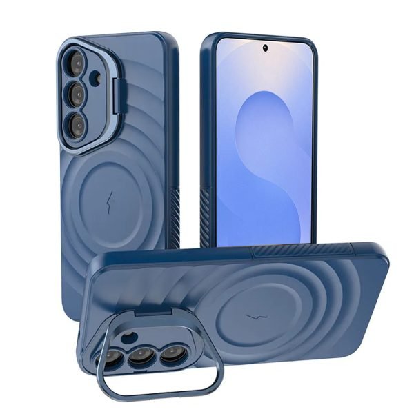 For Samsung Galaxy S25 5G MagSafe Magnetic Wireless Charging Silicone Soft Full Protective Case Cover (Blue)