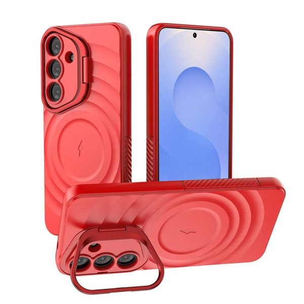 For Samsung Galaxy S25 5G MagSafe Magnetic Wireless Charging Silicone Soft Full Protective Case Cover (Red)