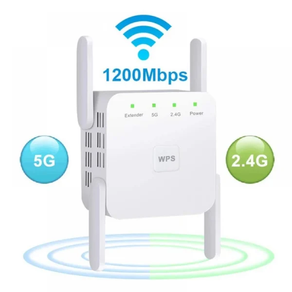 1200Mbps Speed Dual Band WiFi Repeater Range Extender, Boost Signal Strength, and Eliminate Dead Zones With Easy Setup and Ethernet Port