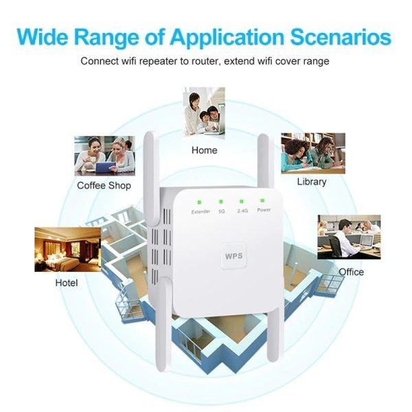 1200Mbps Speed Dual Band WiFi Repeater Range Extender, Boost Signal Strength, and Eliminate Dead Zones With Easy Setup and Ethernet Port