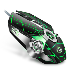 1600 DPI USB Wired Gaming Mouse LED Colorful Glowing Ergonomic Mechanical Computer Mouse 4 Button Office Gamer Mouse for PC Laptop - Black