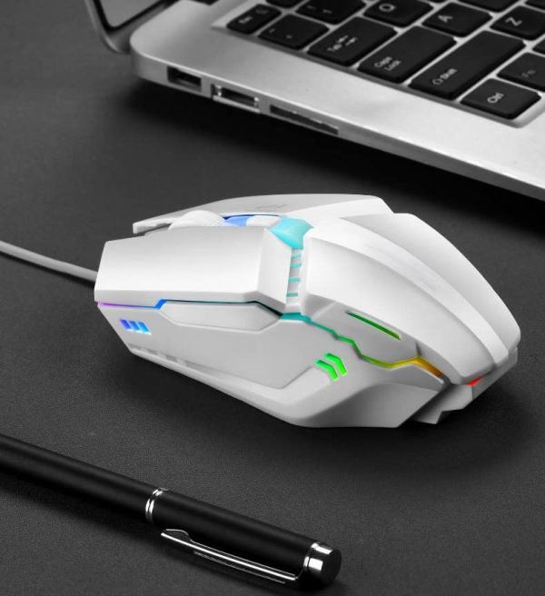 1600 DPI USB Wired Gaming Mouse LED Colorful Glowing Ergonomic Mechanical Computer Mouse 4 Button Office Gamer Mouse for PC Laptop - White - Image 3