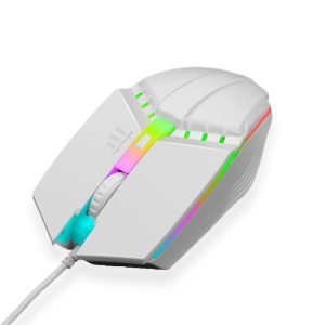 1600 DPI USB Wired Gaming Mouse LED Colorful Glowing Ergonomic Mechanical Computer Mouse 4 Button Office Gamer Mouse for PC Laptop - White