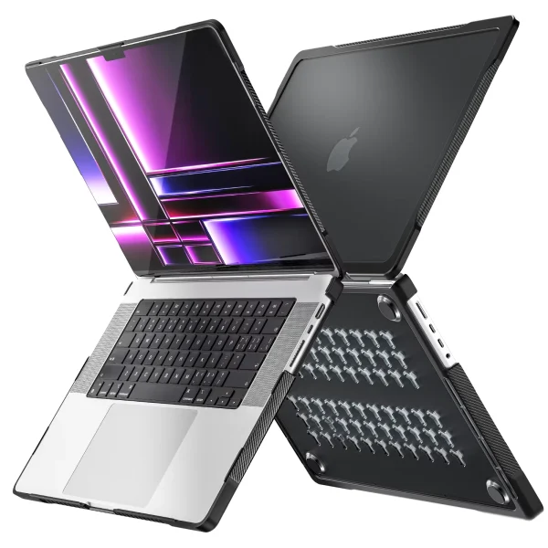 For MacBook Pro 14 inch Case 2024-2021 M4 M3 M2 M1 Case 360 Degree All Inclusive Protection Soft TPU Bumper Case (Black)