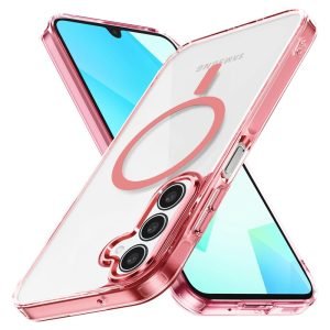 For Samsung Galaxy A36 MagSafe Magnetic Cover with HaloLock Shockproof Clear Protective Case (Rose Gold)