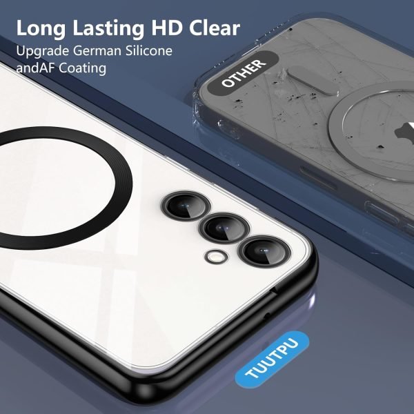 For Samsung Galaxy A55 MagSafe Magnetic Cover with HaloLock Shockproof Clear Protective Case (Black)
