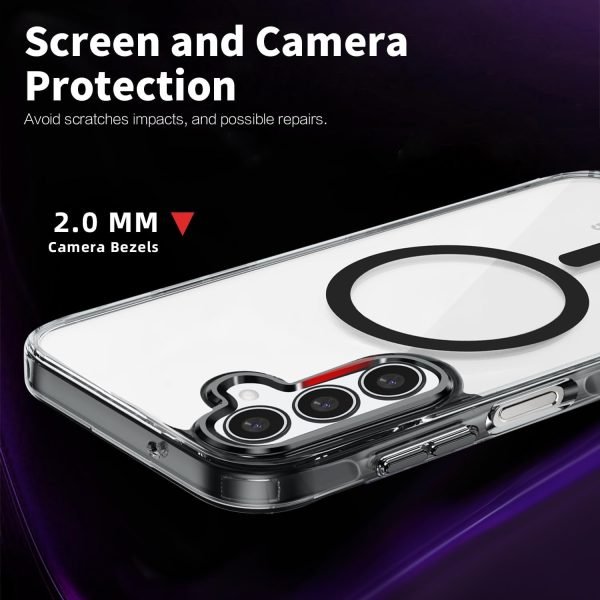 For Samsung Galaxy A56 MagSafe Magnetic Cover with HaloLock Shockproof Clear Protective Case (Black)