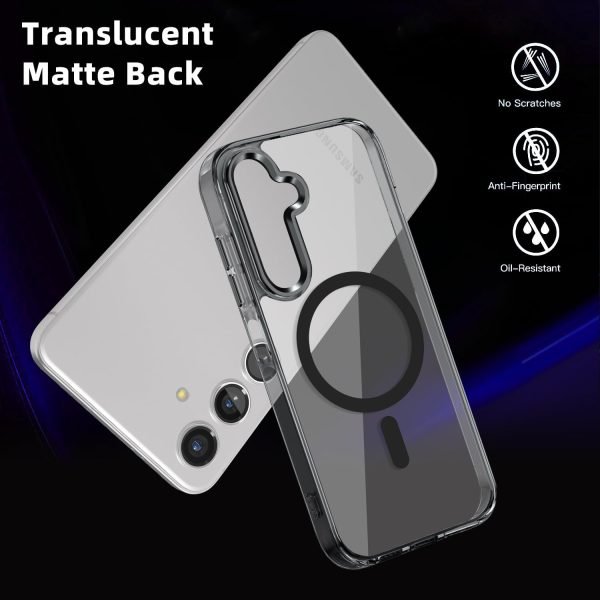 For Samsung Galaxy A56 MagSafe Magnetic Cover with HaloLock Shockproof Clear Protective Case (Black)