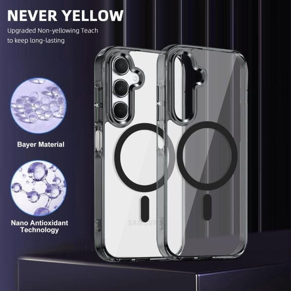 For Samsung Galaxy A56 MagSafe Magnetic Cover with HaloLock Shockproof Clear Protective Case (Black)