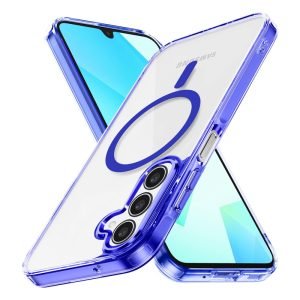 For Samsung Galaxy A56 MagSafe Magnetic Cover with HaloLock Shockproof Clear Protective Case (Blue)