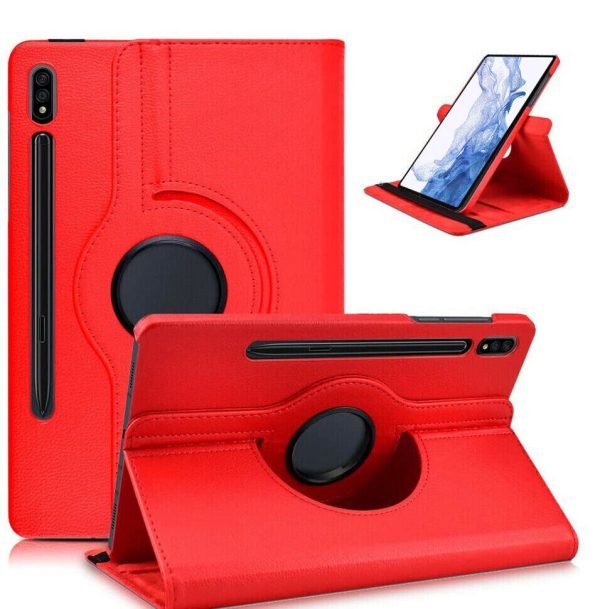 For Samsung Galaxy Tab S6 Lite 10.4″ SM-P610 P615 Leather Case 360 Degree Rotate Smart Stand Cover (Red)