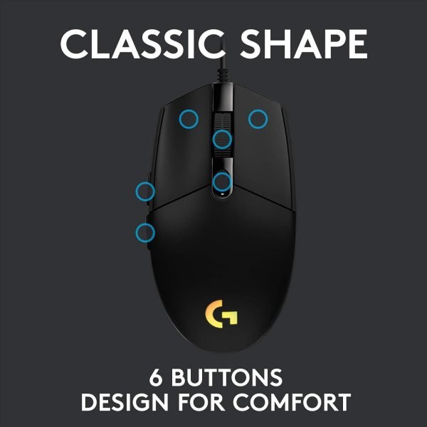 Logitech G102 2nd Gen Light Sync Gaming Mouse Wired 8000 DPI 6 Programmable Buttons RGB - Black