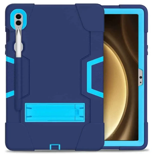 For Galaxy Tab S9 Hybrid Fancy Kickstand 3 in 1 Shockproof Heavy Duty Hybrid Hard Protective Case (Black)