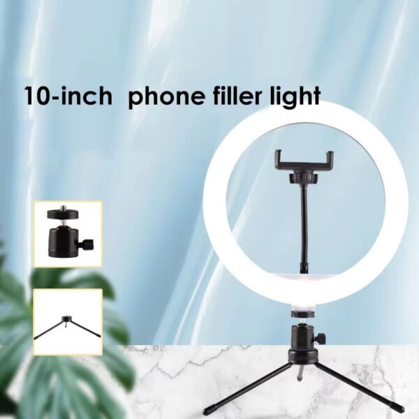 10 Inch Desktop Tripod Fill Light Kit Makeup Live Selfie Ring Light Photo Recording Playing Light with Phone Clip Photography