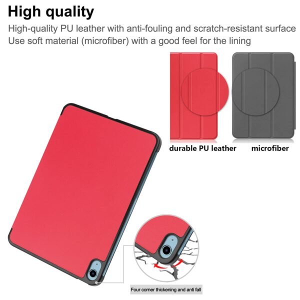 For Apple iPad 10th Gen 10.9 inch 2022 Folio Case Smart Leather Magnetic Shockproof Stand Cover (Red)