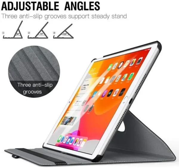 For Apple iPad 9th /8th /7th Gen 10.2 inch 2021 /2020 /2019 Smart Leather Case, 10.2 inch Rotating 360 Degree Stand Cover (Sky Blue) - Image 4