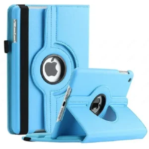 For Apple iPad 9th 8th 7th Gen 10.2 inch 2021 2020 2019 Smart Leather Case, 10.2 inch Rotating 360 Degree Stand Cover (Sky Blue)