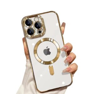 For Apple iPhone 16 Pro MagSafe Magnetic Case with Hde Protection Back Clear Protective Cover (Gold)