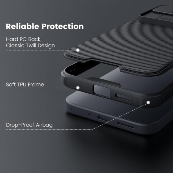 For Google Pixel 9 Pro XL Nillkin Case Shockproof Heavy Duty Rugged Anti Knock TPU Camera Slide Protector Cover (Black) - Image 2