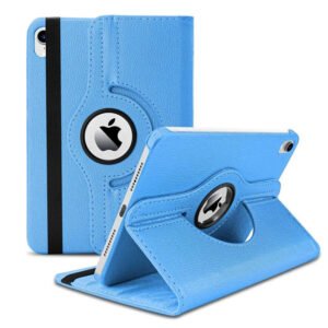 For Apple iPad 10th Gen 10.9 inch 2022 Leather Case, Rotating 360 Degree Stand Smart Cover (Sky Blue)