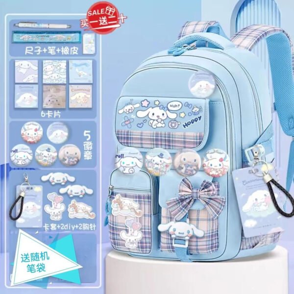 Cartoon Sanrio Cinnamoroll Student Backpack Campus, Cute Fashion Printing, Primary School Bag, Kawaii Large Capacity - Blue