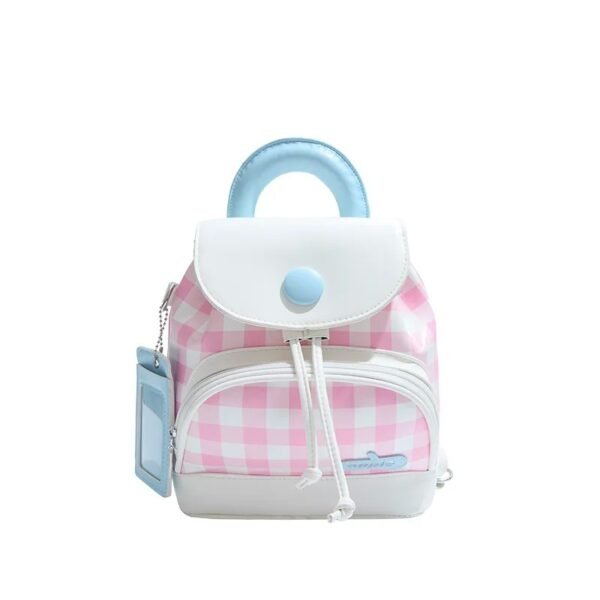 Cute girl student backpack 2025 Spring New contrasting Color checkered backpack, high-end texture and fashionable women's bag - Black