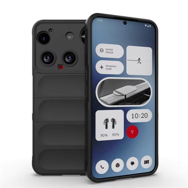 For Nothing Phone 3 Shockproof Rubber Silicone Protective Bumper Case Cover - Black