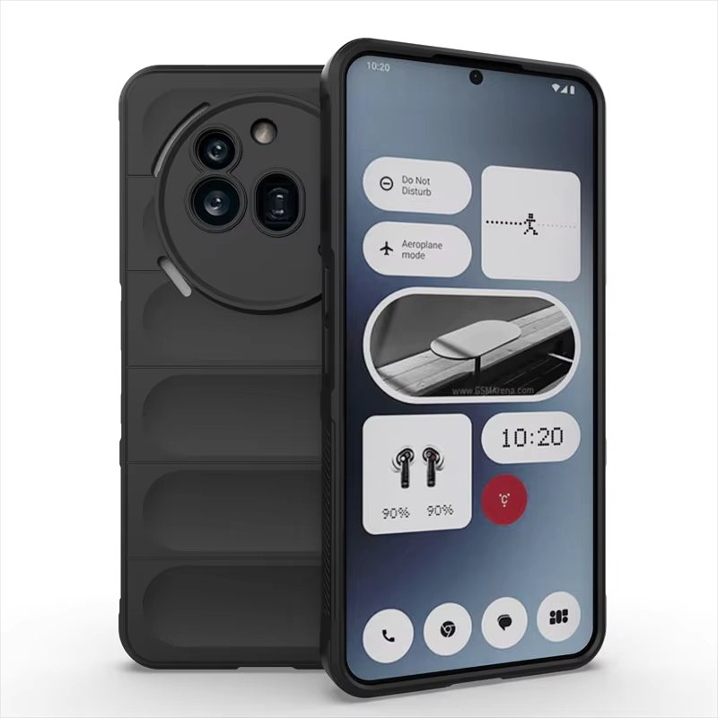 For Nothing Phone 3a Pro Shockproof Rubber Silicone Protective Bumper Case Cover - Black