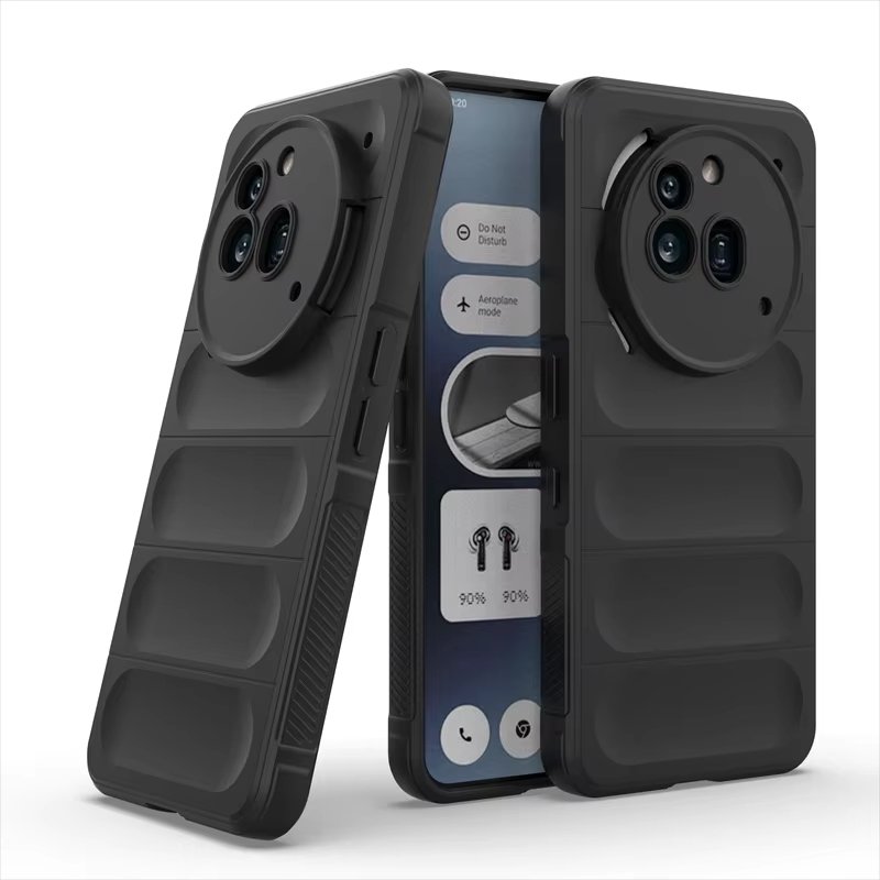 For Nothing Phone 3a Pro Shockproof Rubber Silicone Protective Bumper Case Cover - Black