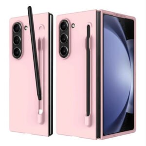 For Samsung Galaxy Z Fold 7 Slim Matte Silicone Case With S Pen Holder Slim Shockproof Cover - Pink