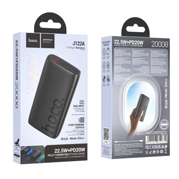HOCO J122A Respect 22.5W+PD20W fully compatible power bank(20000mAh) - Black