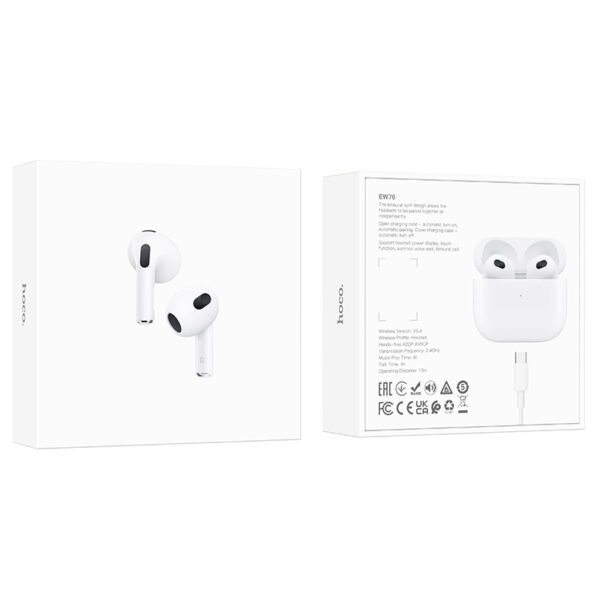 Hoco EW76 True Wireless Stereo Bluetooth Earbuds Hedphones- White