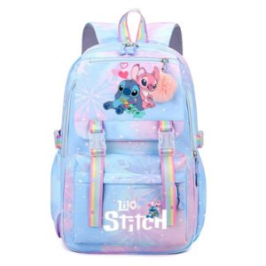 Stitch School Bags for Girls - Cute and Durable Backpack Women Daypack Kids Bags Kawaii Female Large Capacity Backpack - Blue