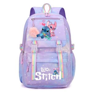 Stitch School Bags for Girls - Cute and Durable Backpack Women Daypack Kids Bags Kawaii Female Large Capacity Backpack - Purple