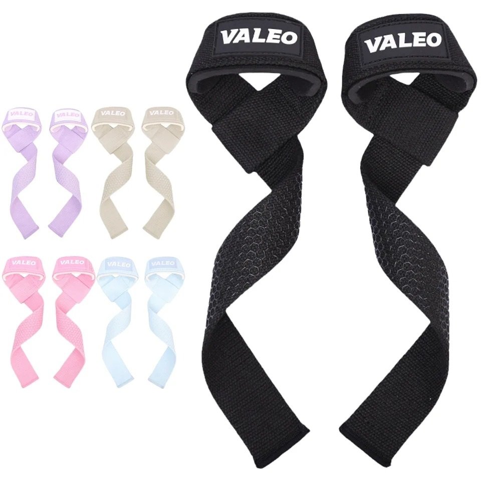 Lifting Straps for Weightlifting, Gym Wrist Wraps with Extra Hand Grips Support for Strength Training, Bodybuilding, Deadlifting - Black